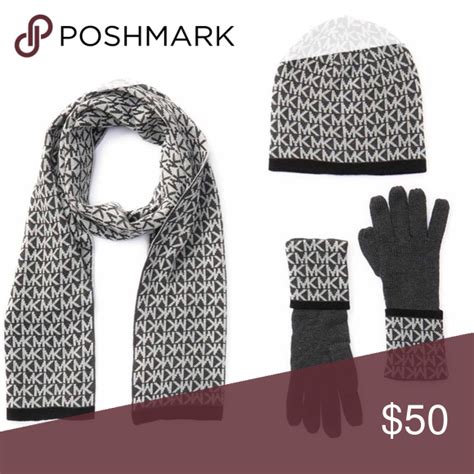 michael kors logo scarf and hat set